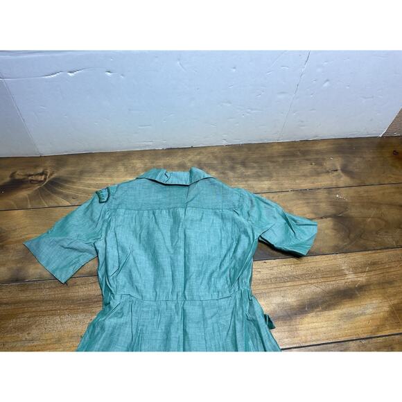 VTG 50s Girl Scout Uniform Dress Green Girls 10/12 Buttons Costume - Picture 15 of 15